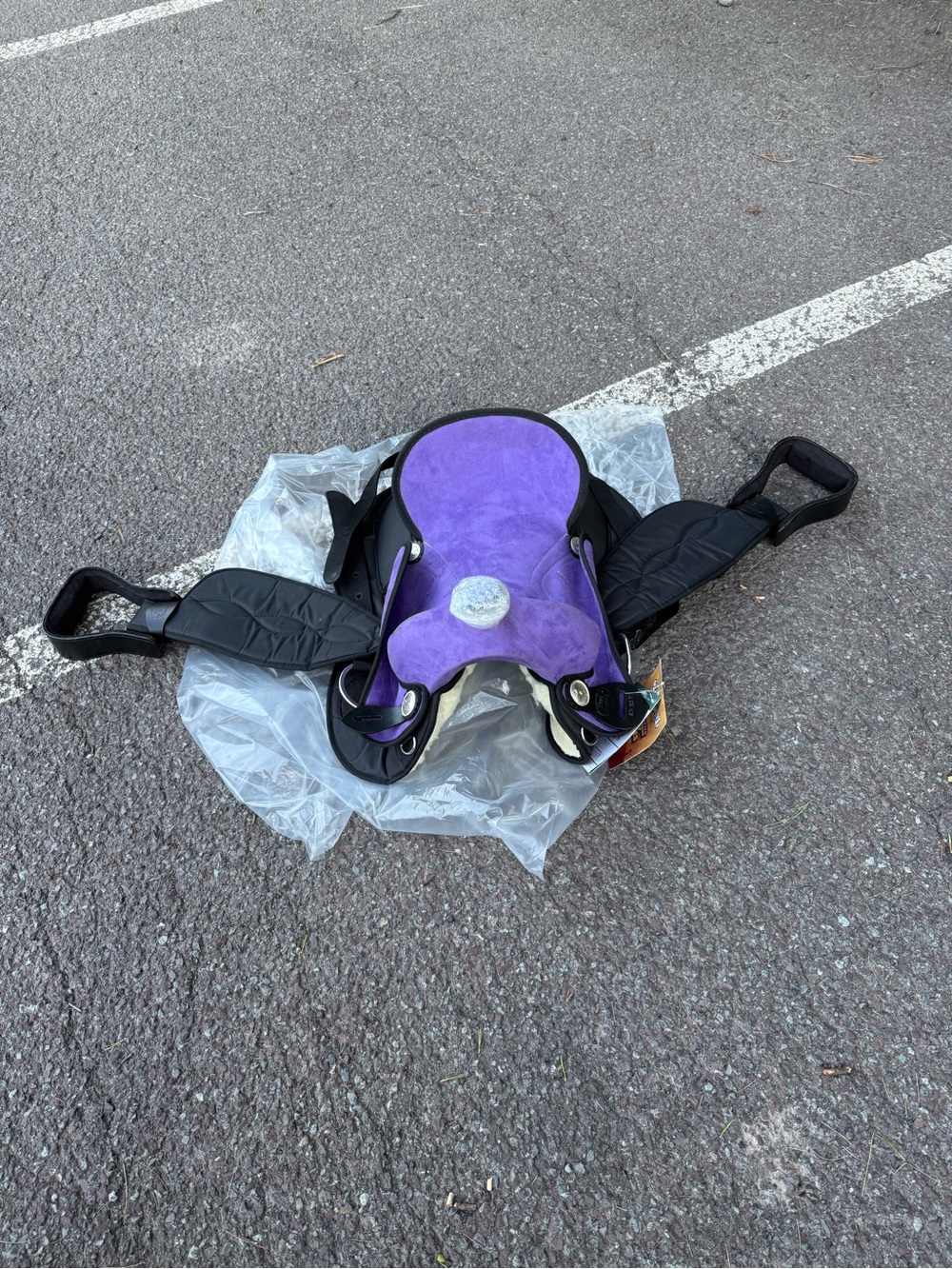 Purple and black saddle brand new Sheepskin Lined Saddle Pad